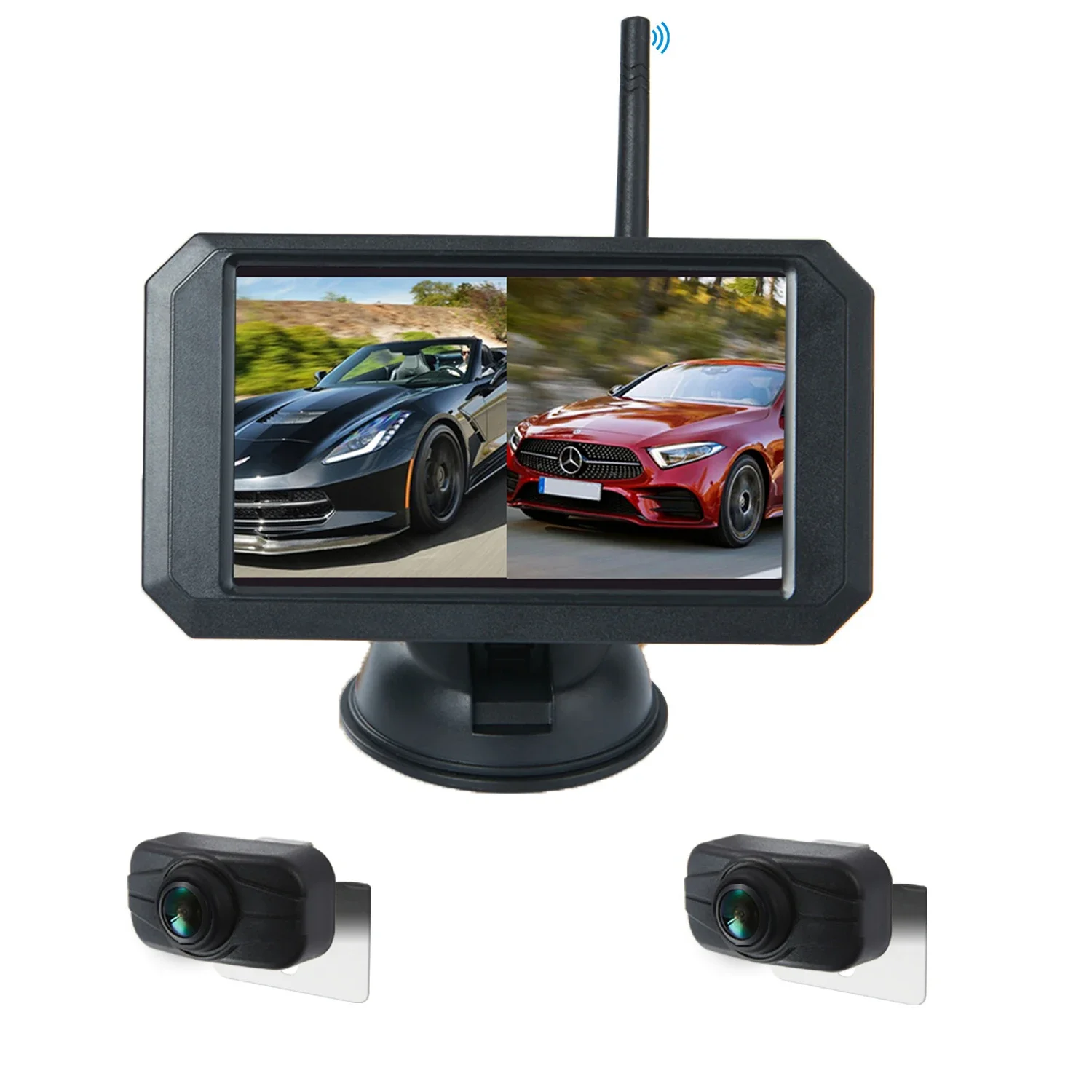 Truck Wireless Reverse Backup Camera Digital Wireless Waterproof 5 Inch 2 Channel 480 TV Lines. RCA + DC Plug. DC 9-12V, 9-24V.