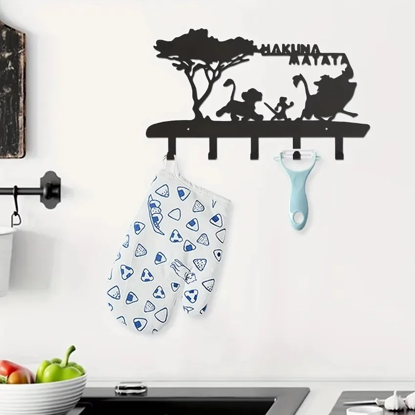 CIFBUY Metal Key Rack Wall Mounted Storage Shelf With 5 Hooks Home Decor Holder For Entryway Organization Functional Decor