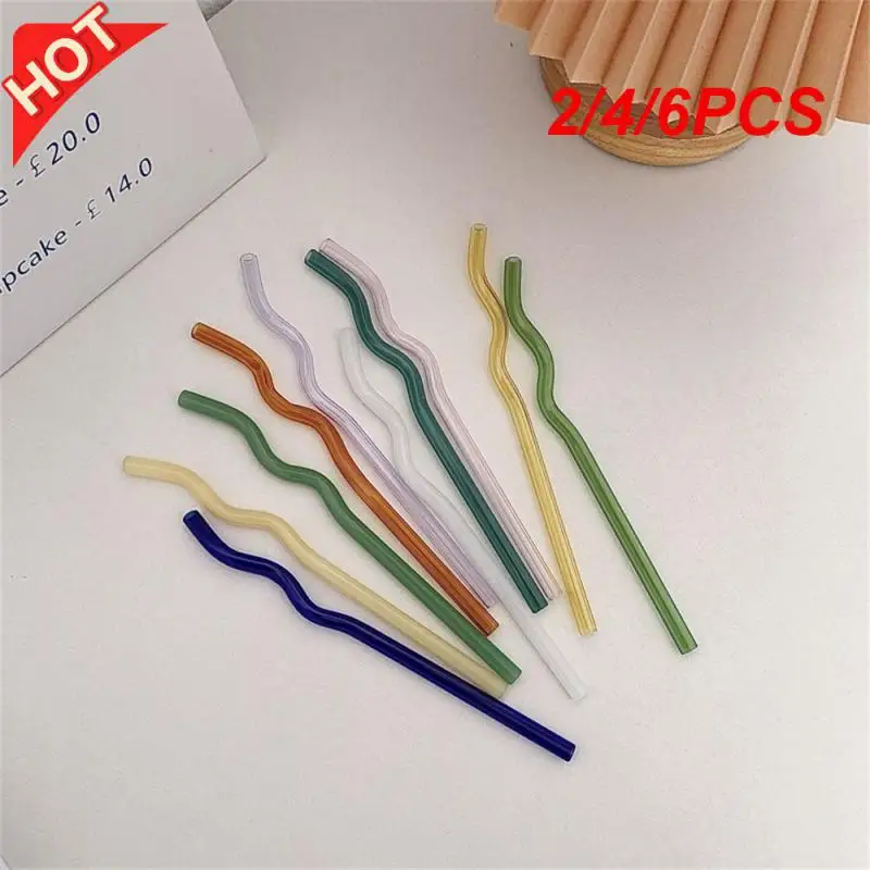 2/4/6PCS Glass Pipette Creative Three-way Curved Shape Large Wave-shaped Heat-resistant High Borosilicate Tableware