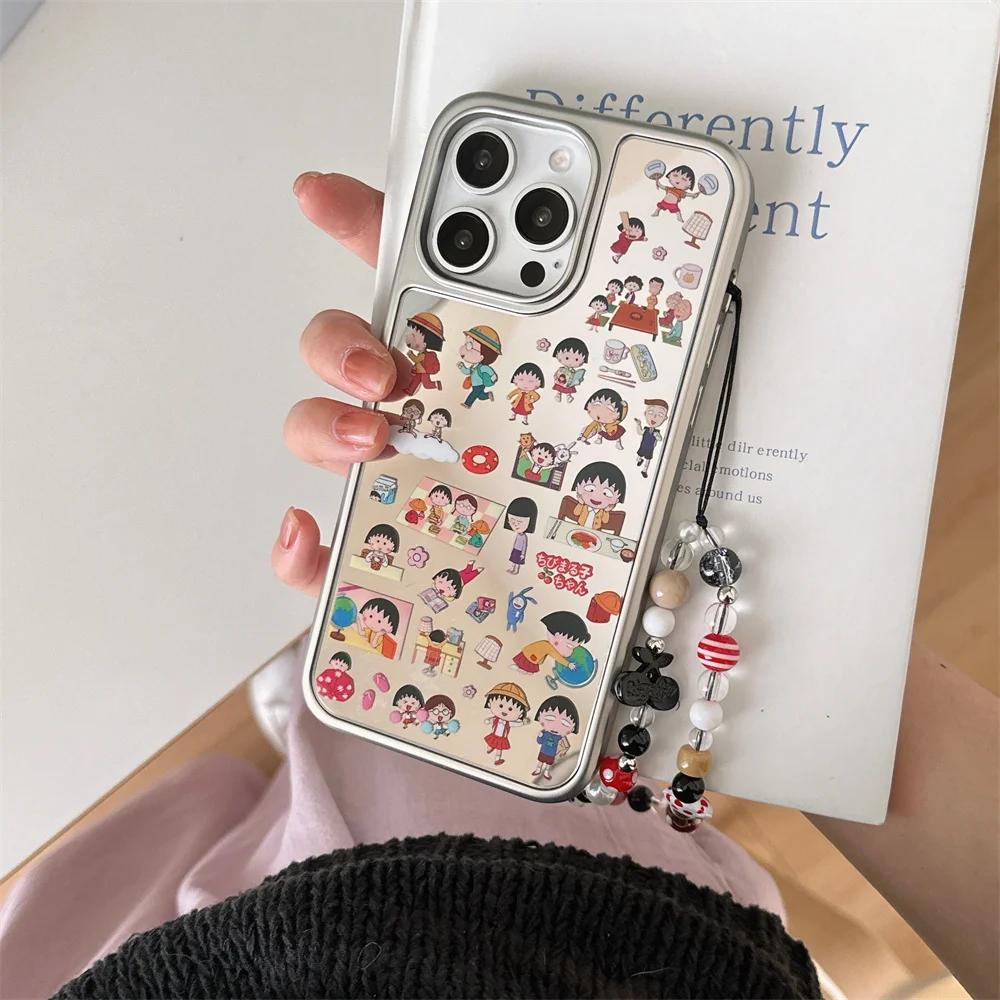 

Cute Girl Daily life illustration Phone Case For iPhone 16 15 14Plus 13 12 Pro Max Y2K Anti Fall soft Back Cover with Bracelet