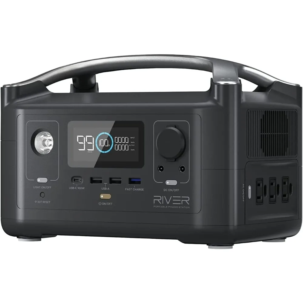 288Wh Portable Power Station,3 x 600W(Peak 1200W) AC Outlets & LED Flashlight, Fast Charging Silent Solar Gener