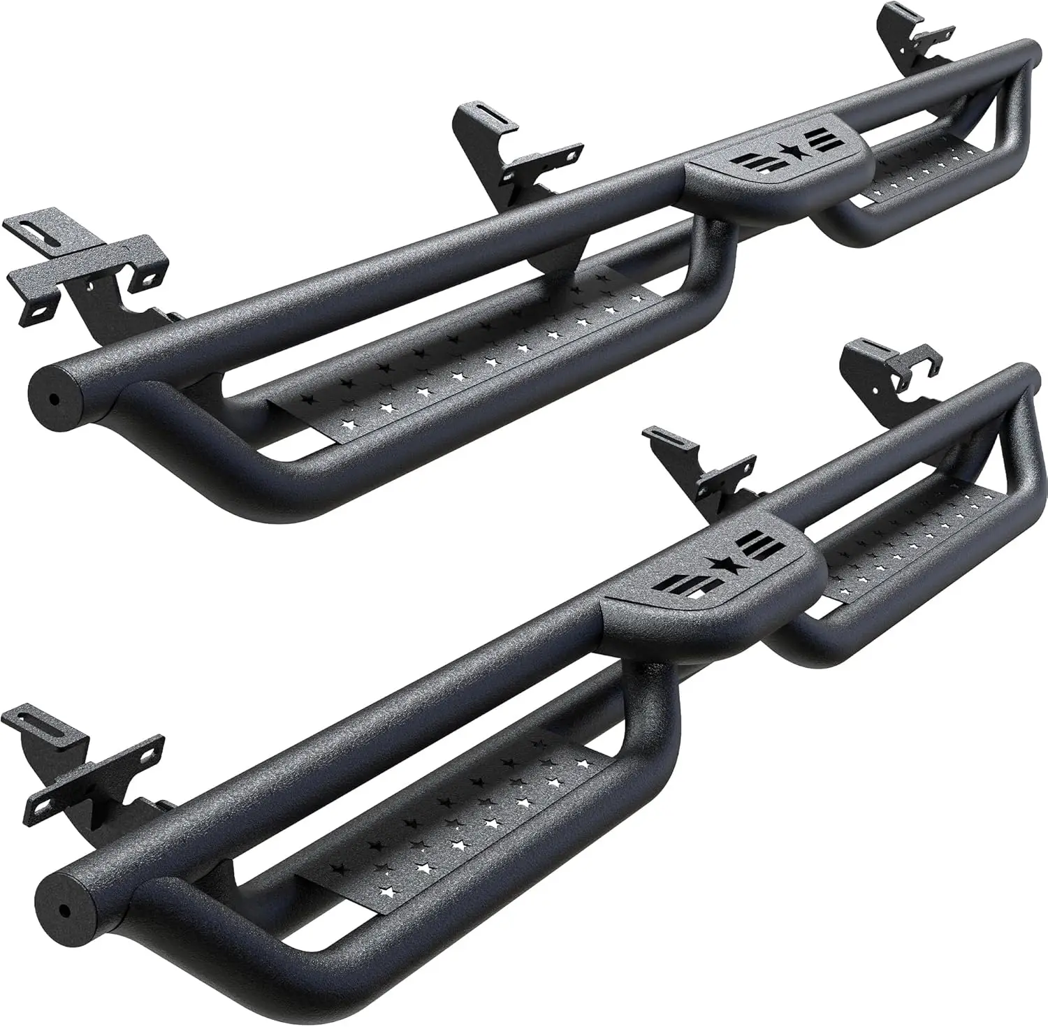 

Running Boards Compatible with Jeep Gladiator JT 2020-2025, 6" 2-Stairs Side Step Rails Coated Black Carbon Steel Nerf Bars