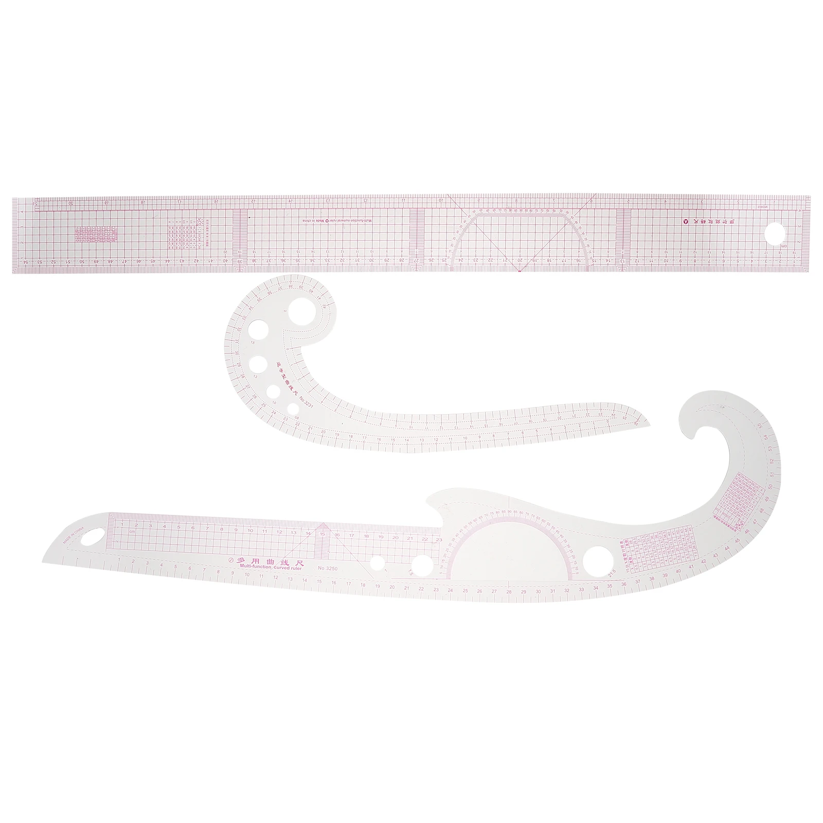 

3 Pcs Make Plate and Put Ruler Dress Makers French Curve Plastic Drawing Measure Template
