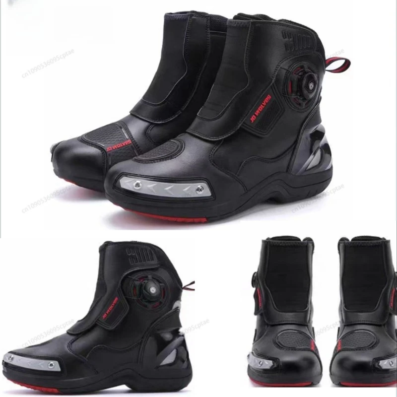 

Motorcycle Boots Men Racing Shoes for Riding Breathable Moto Off-road Motorbike Waterproof Anti-kick protection Black Luminous