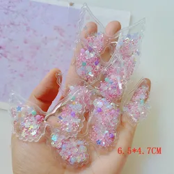 20pcs/lot PVC Quicksand Wings with Glitter Transparent Bling Flowing Patches Appliques for DIY Children headband Accessories