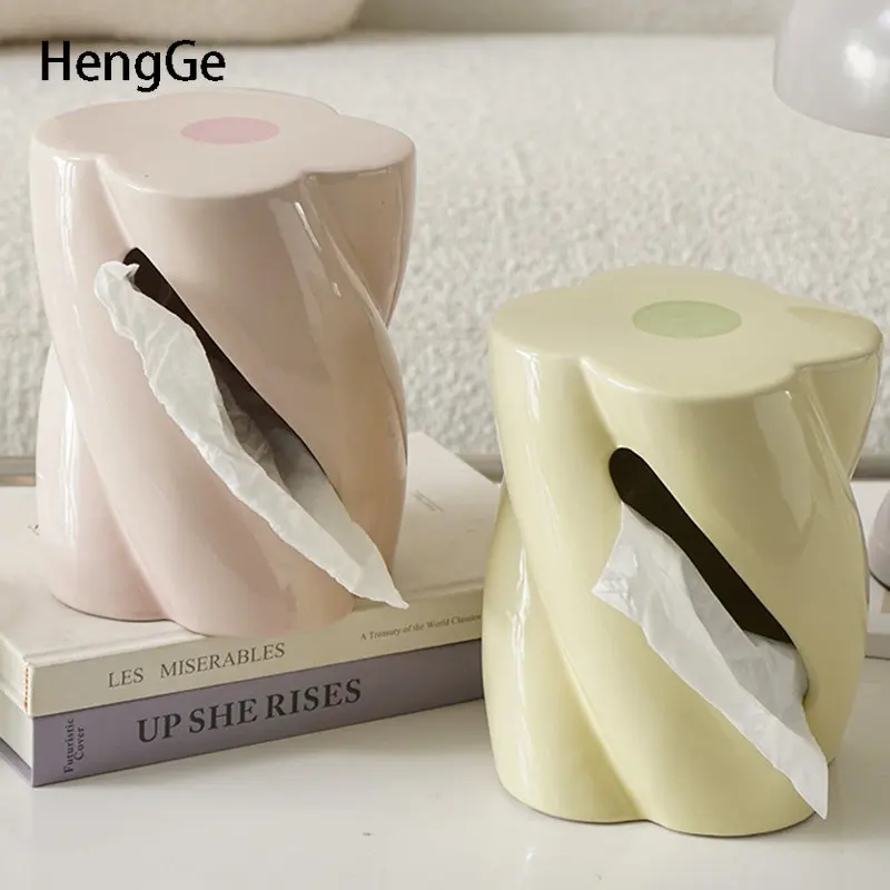 

Creative Spun Sugar Modeling Tissue Boxes Simplicity Living Room Desktop Vertical Ceramic Tissue Box Holder Home Decoration