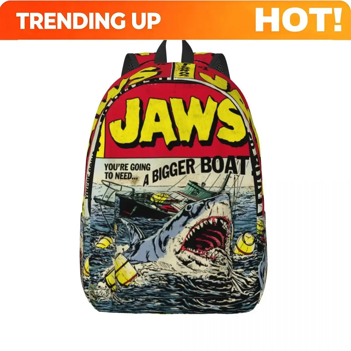 Custom Bag Jaws Pulp Attack Comic Cover Backpack Lightweight Student Work Classic Movie Daypack For Men Women Laptop Computer Sh