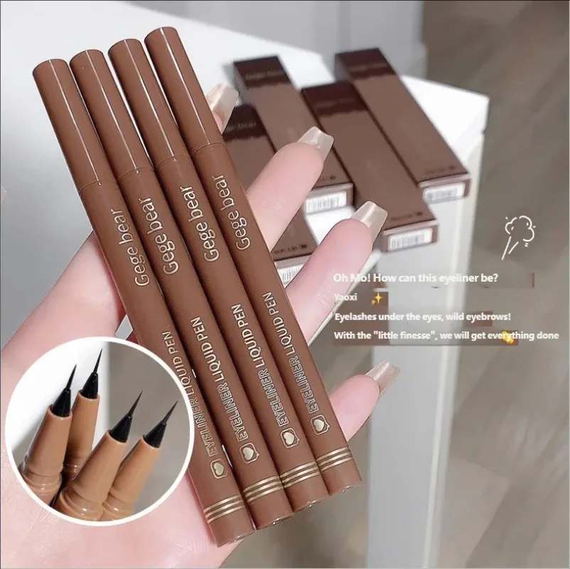 Waterproof Ultra-fine Liquid Eyeliner Quick-drying Long-lasting Matte Black Brown Smooth Natural Silkworm Eyeliner Pen Cosmetics