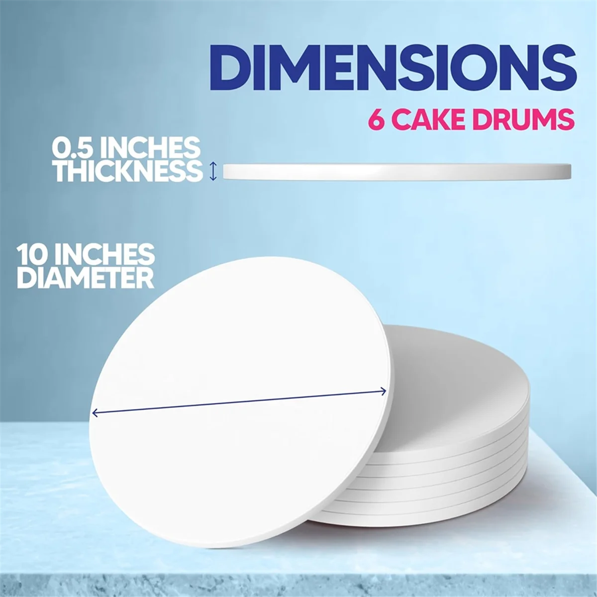 Popular Cake Boards,10 Inch Cake Drum Cake Boards 10 Inch Round - Bend Resistant Multi-Layered Cake Base for Displays 5PCS