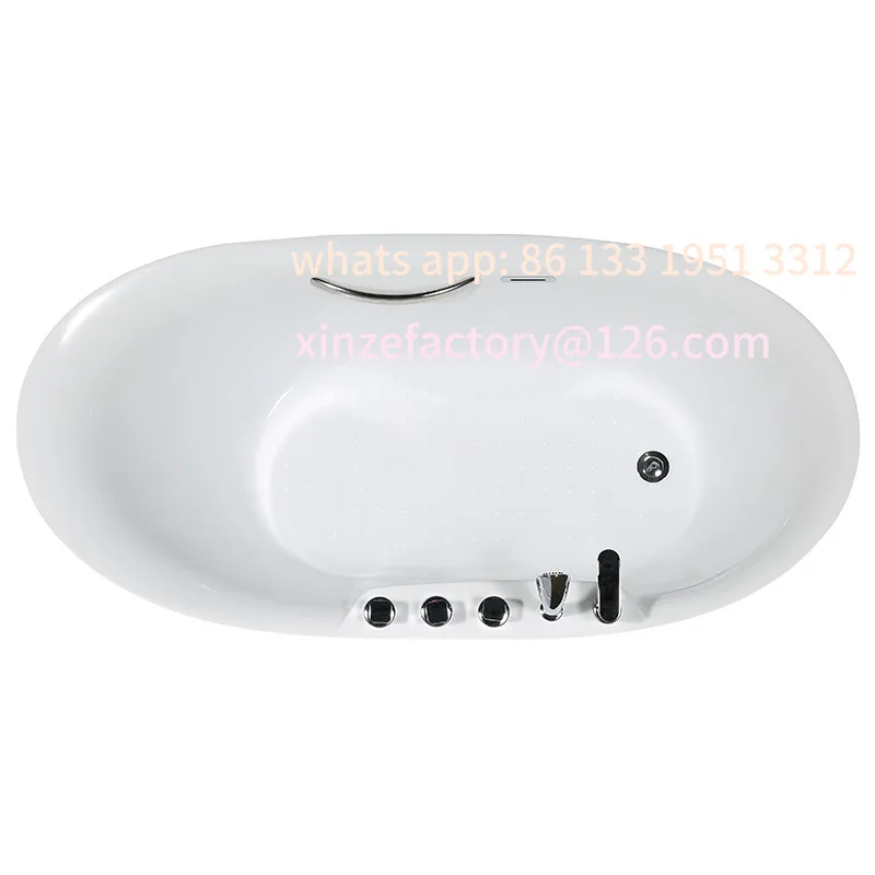 

Customizable acrylic bathtub household small apartment freestanding bathtub Japanese oval mobile bath