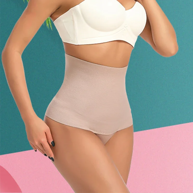 GUUDIA Wait Trimmer Panties Control Tummy Ribbed Waist Girdle Seamless Shapewear Panty High Waist Smooth Out Shaper Wear