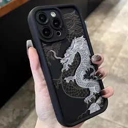 Luxury Ancient Orient Dragon Phone Case For iPhone 16 15 14 13 12 11 Pro Max XS X XR 7 8 14 15 Plus Shockproof Soft Bumper Cover