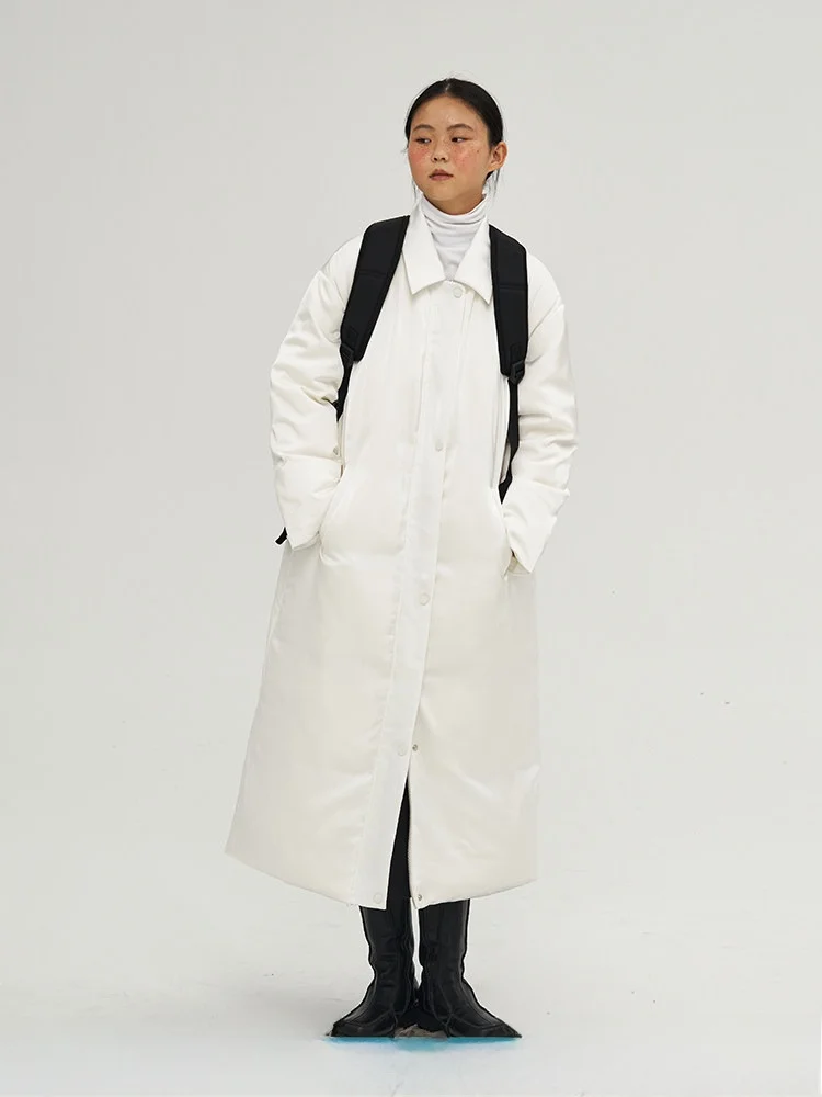 

DOSORDONTS Bla White Two-Color Mid-Length down Jaet Warm Loose Winter Faionable Design High-End Feel Commute Sle