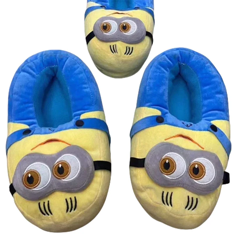 Minions Cotton Slippers for Women Cute Cartoon Winter Warm Soft Indoor Floor Slippers Funny Animal Plush Home Thick-soled Shoes