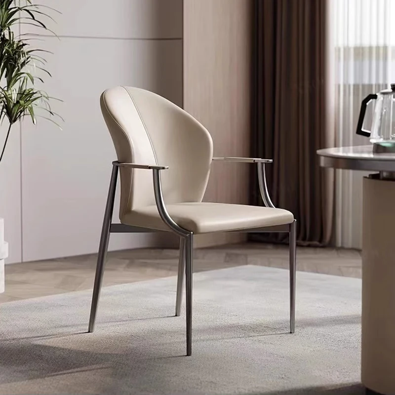 

Italian Armrest Tea Chair Light Luxury Master Stainless Drinking Tea Chair Guest Backrest Dining Household Chaisse Furniture