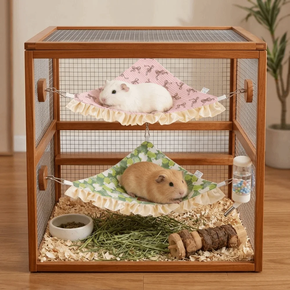 Breathable Breathable PET Hammock Compact Corner Hanging Guinea Pig Metal Corner Bed For Pet Hamster