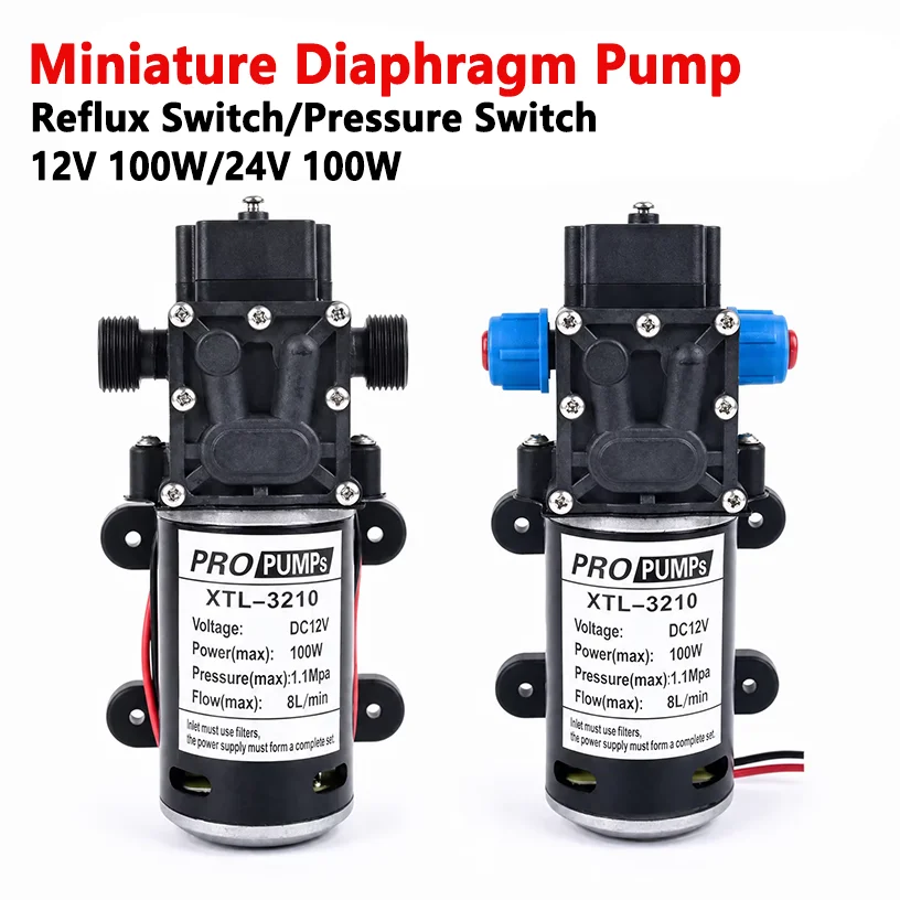 100W DC Diaphragm Pump: Miniature High-Pressure Self-Priming Boost Pump for Water Suitable for Garden Irrigation and Car Washing