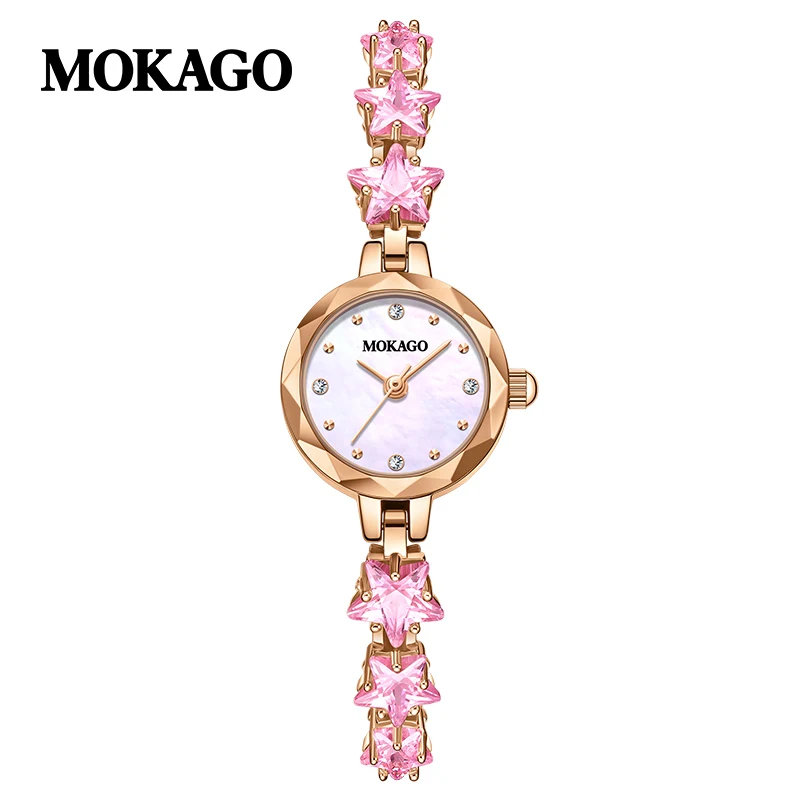 

MOKAGO 8112 Fashion Women's Quartz Watch Pink Small Dial Watches for Woman Bracelet Girls Wristwatch Gifts montre femme