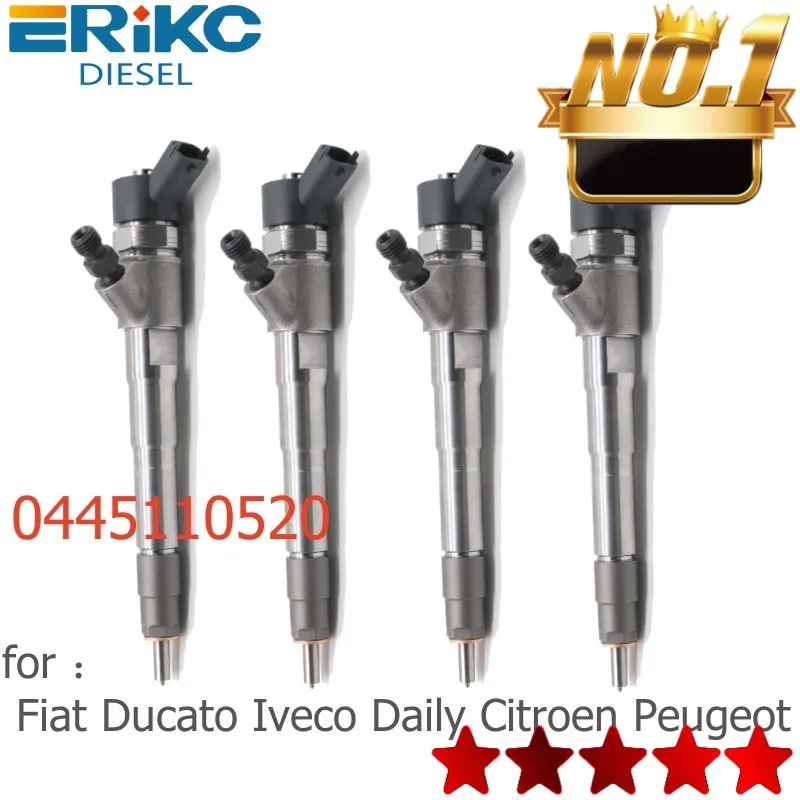 4PCS 0445110520 Common Rail Injector for Fiat Ducato Iveco Daily Citroen Peugeot 2.3D 5801594342 504389548 1609097280