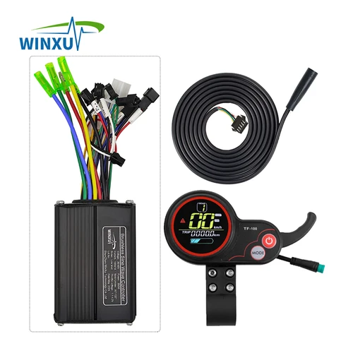 Imagen 1 del producto Motor sin escobillas de onda sinusoidal FOC, controlador Universal de TF-100, pantalla LCD a Color, 36V, 48V, 500W, 25A, para patinete eléctrico y bicicleta
