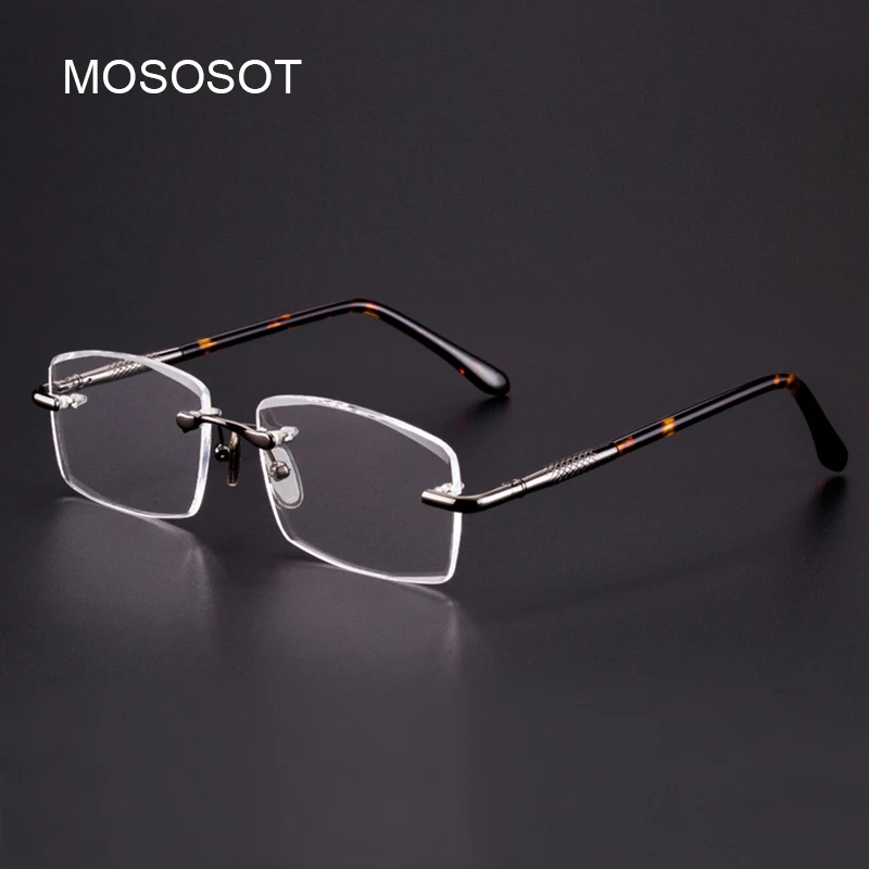 Rimless Crystal Glass Sun Glasses Man Business Natural Stone Mineral Sunglasses Women Vintage Metal Acetate Frame Anti Scratch