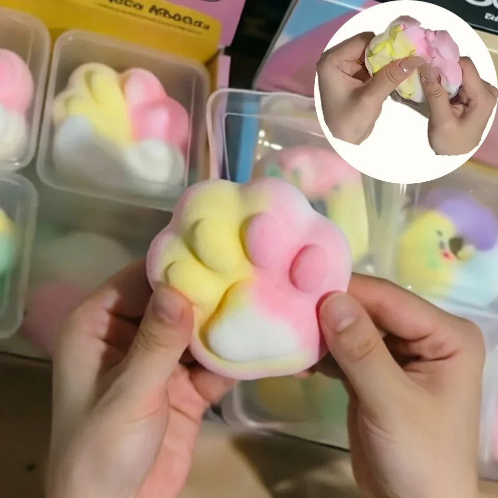Crunchy Skin Dreamy Macaron color Cat paw Crispy Doughnut squishy Fidget Toy stress relief ball ASMR Toy for Adults Gift