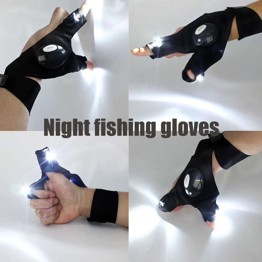 Guantes de Ciclismo con Luces, Guantes para Pesca, Accesorios de Equipo, Guantes con Luz LED en los Dedos, Manoplas, Ropa