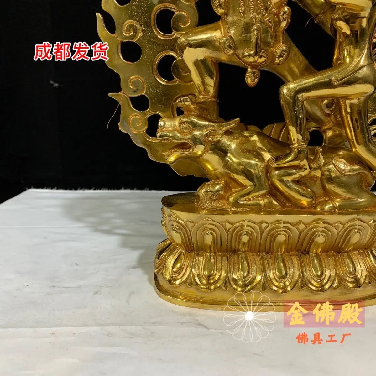 Pure copper Hell Lord gilt Dharma Protector Buddha statue ornament Tibetan ten-inch bronze statue of Hell Demon King 34cm high o