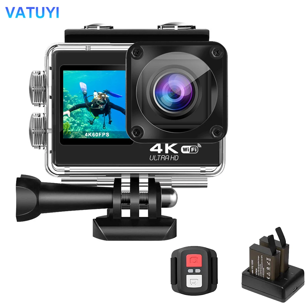 4K Action Camera with Touch Screen 170° Wide Angle Web Underwater Camera 30m Waterproof Remote Control Sports Camera Helmet