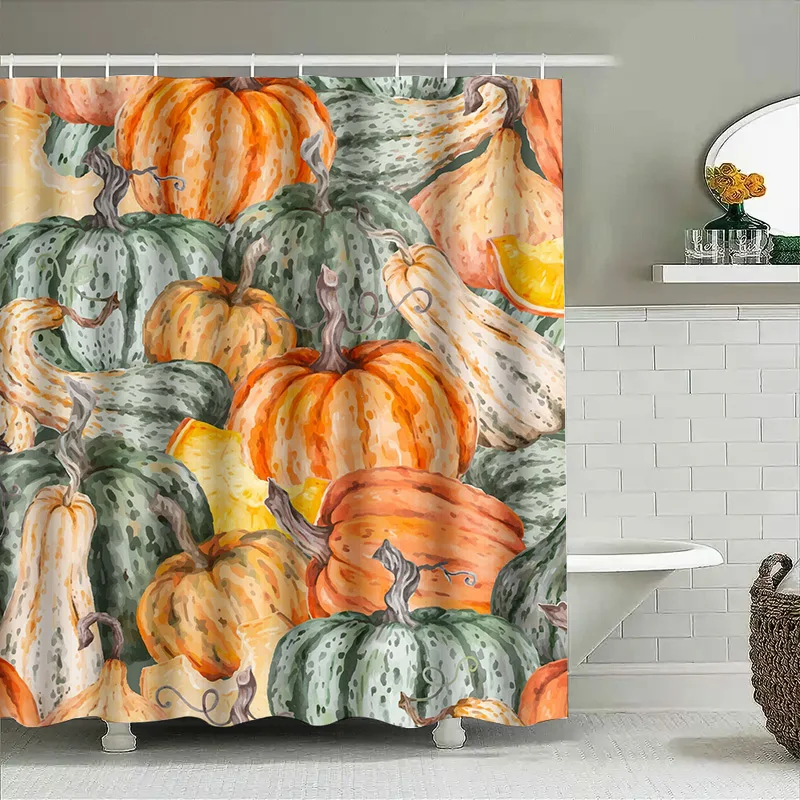 

Tuniu акварельная занавеска для душа с тыквой, милая осенняя декоративная занавеска для ванной комнаты с урожаем для декора Хэллоуина