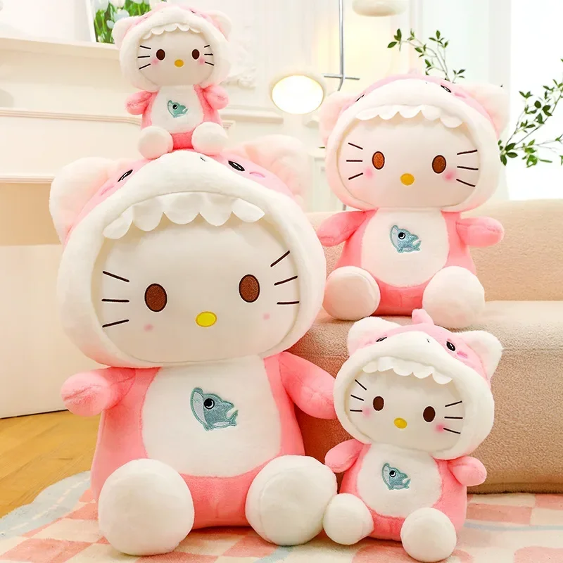 

Cartoon Sanrio Plushie Doll Toys Kawaii Kuromi Melody Hello Kitty Cosplay Shark Sweet Soft PP Cotton Plush Toys Cute Sanrio Doll