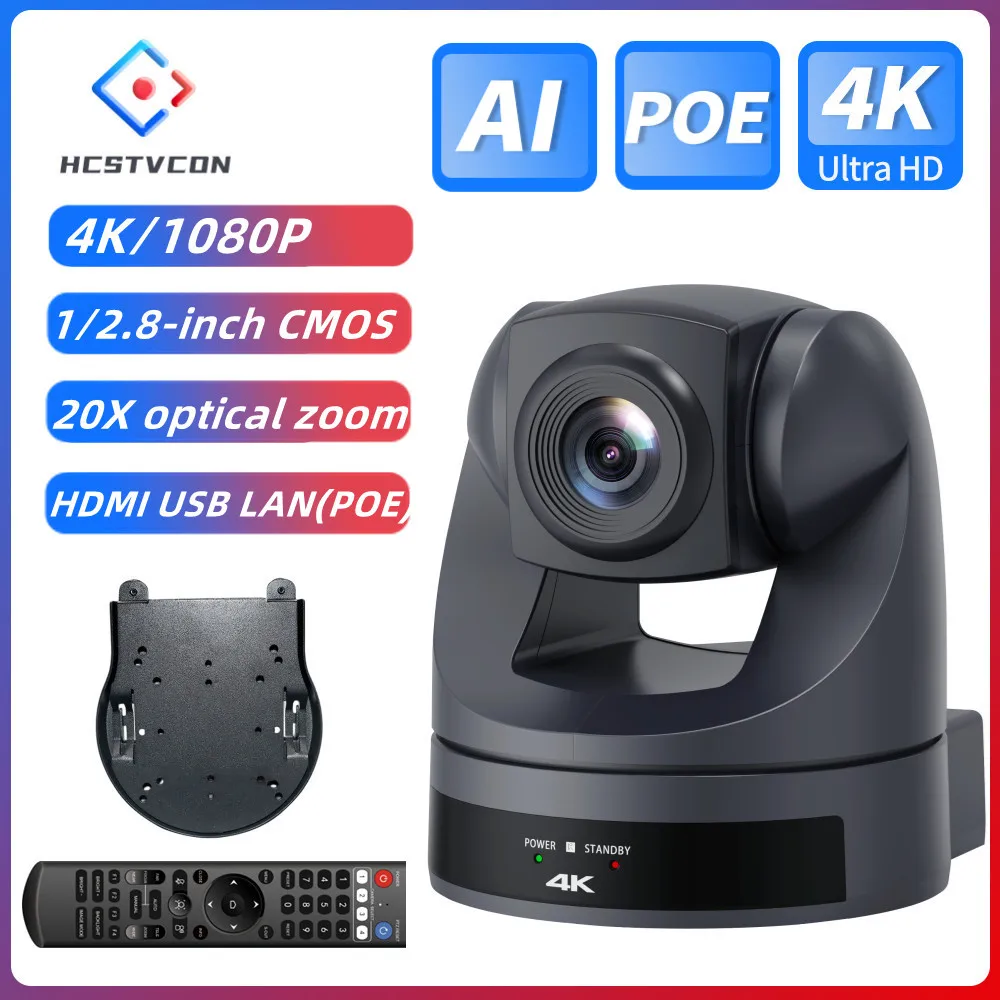 HCSTVCON USB3.0 HDMI LAN Telecamera PTZ Videoconferenza con zoom 4K 20X per chiesa online Youtube Skype Streaming live Meeting Zoom