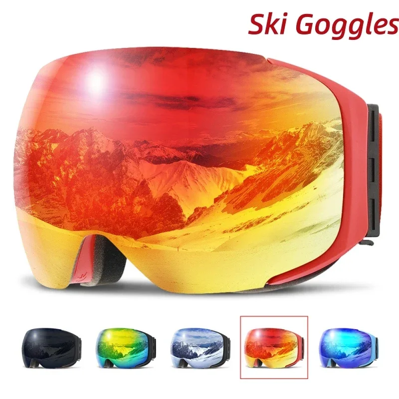 

Magnetic Ski Goggles with Quick-Change Lens and Case Set 100% UV400 Protection Anti-fog Snowboard Goggles for Men & Women