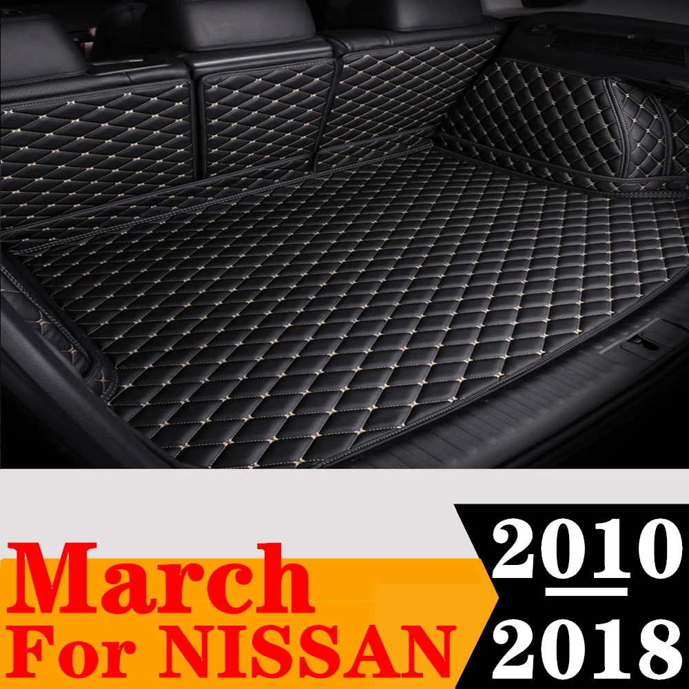 Custom Full Set Car Trunk Mat For NISSAN March 2018 2017 2016 2015 2014 2013 2012 2011 2010 Rear Cargo Liner Boot luggage Pad