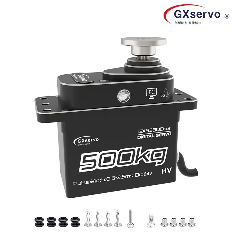 

GXservo 500KG Brushless Servo High Voltage 24V Metal Gear CNC Aluminium Shell Scale Giant Servos Large Models Motor