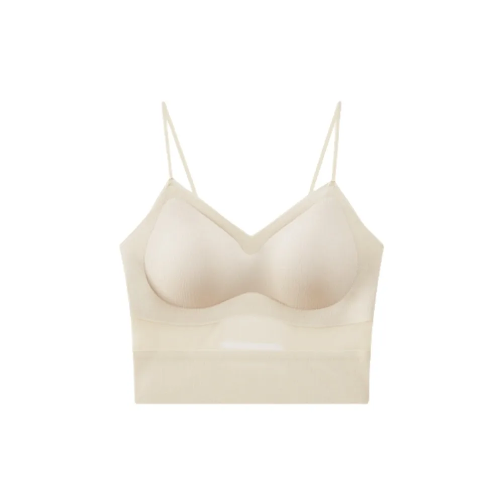 Breathable with Chest Cushion Bra Ice Silk Camisole Solid Color Non Trace Ice Silk Corset Slim Fit Sleeveless Crop Tops Travel