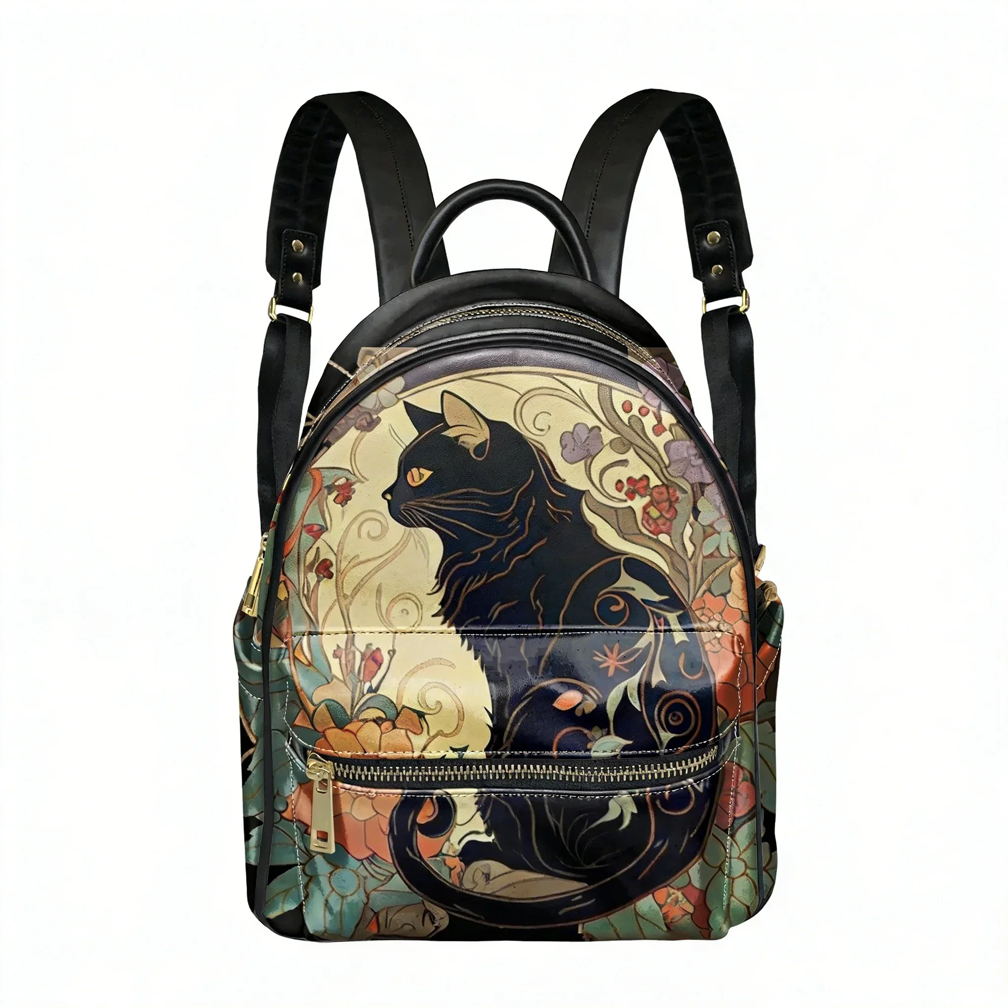 

Retro Literary Noble Black Cat Backpack Women Men Personalized Double Shoulder Bag Business Travel Bookbag Rucksack Gift Daypack