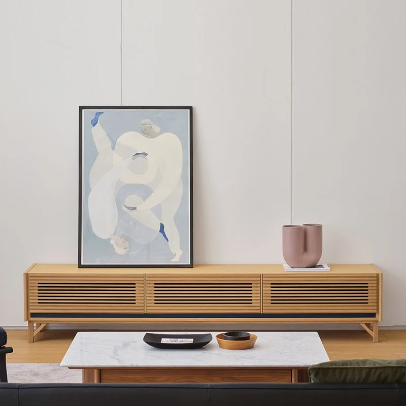 TV cabinet, Nordic floor cabinet, Japanese storage cabinet, log color