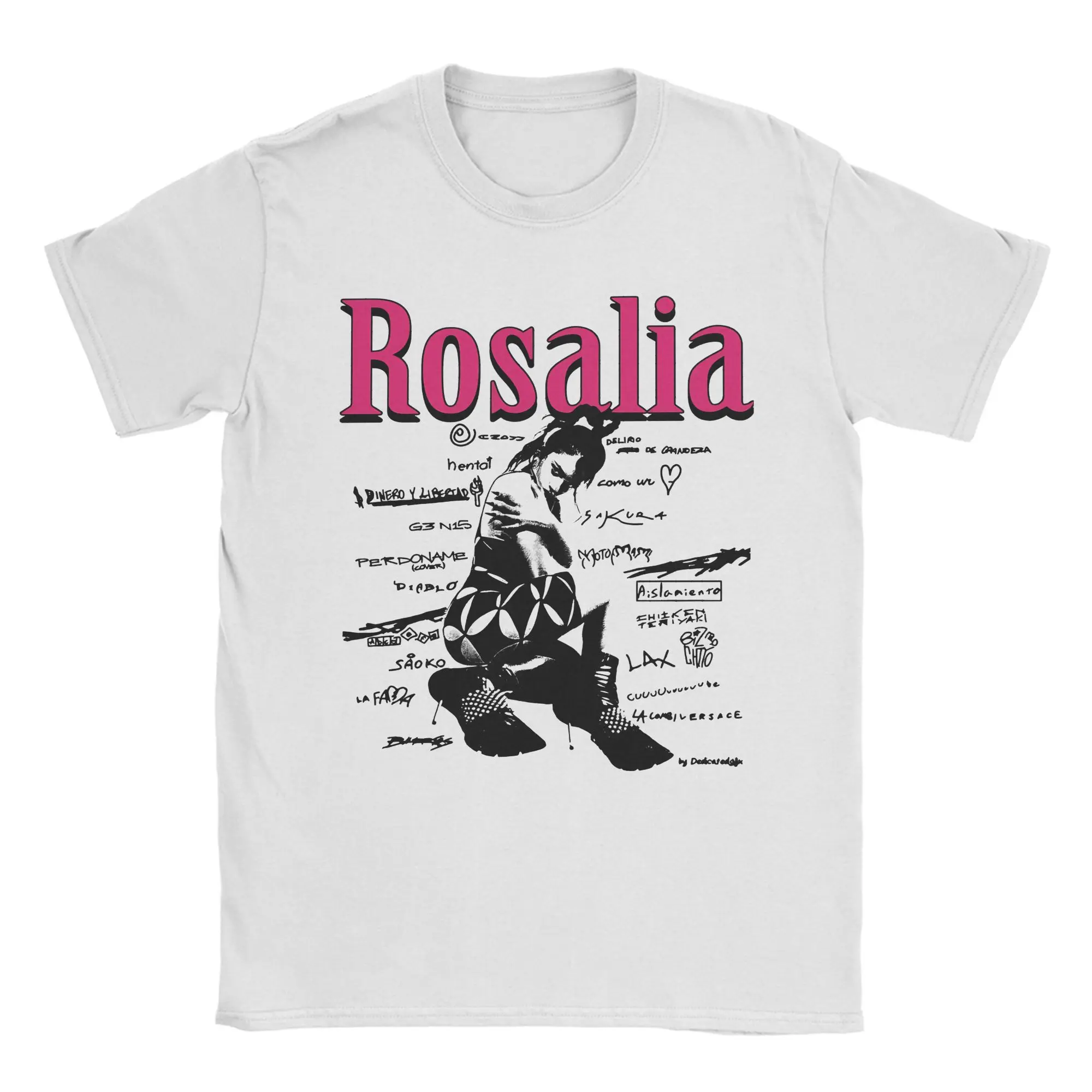 

Men T-Shirts Singer Rosalía Tour 2025 Humorous 100% Cotton Tees Short Sleeve T Shirt Round Collar Tops Gift Idea