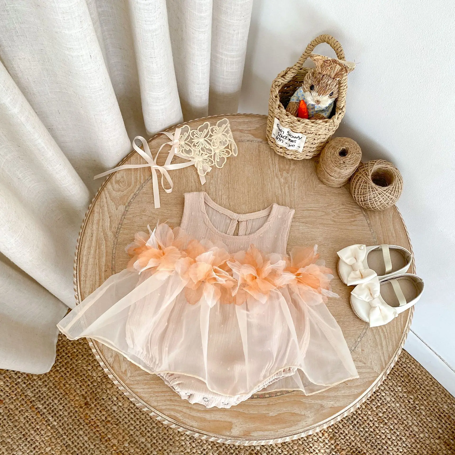 0-24M Flower Romper for Baby Girl Newborn Kid Baby Clothes Summer Sleeveless Cotton Bodysuit Elegant Princess Dress Outfit