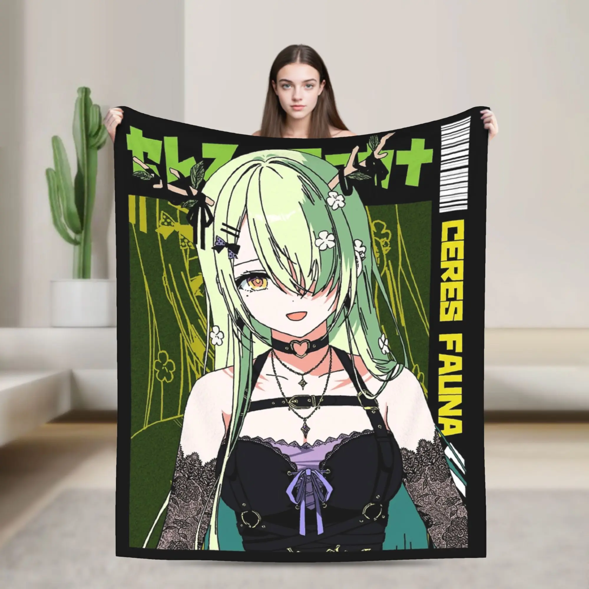 Ceres Fauna Goth Dress Hololive Blanket Velvet  Winter  Breathable Super Warm Throw Blanket for Bed Travel Bedding Throws