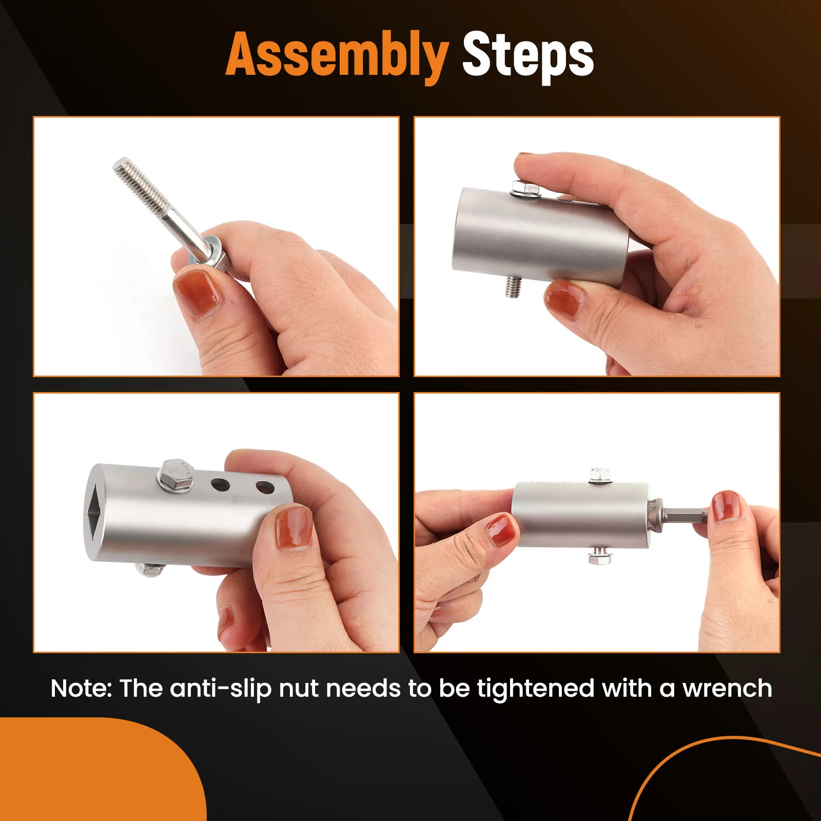 محول مثقاب كهربائي بمقبس مقطورة مع جوانات مع لقمة محول مقبس 1/2 بوصة لعمود محرك جاك 1 بوصة