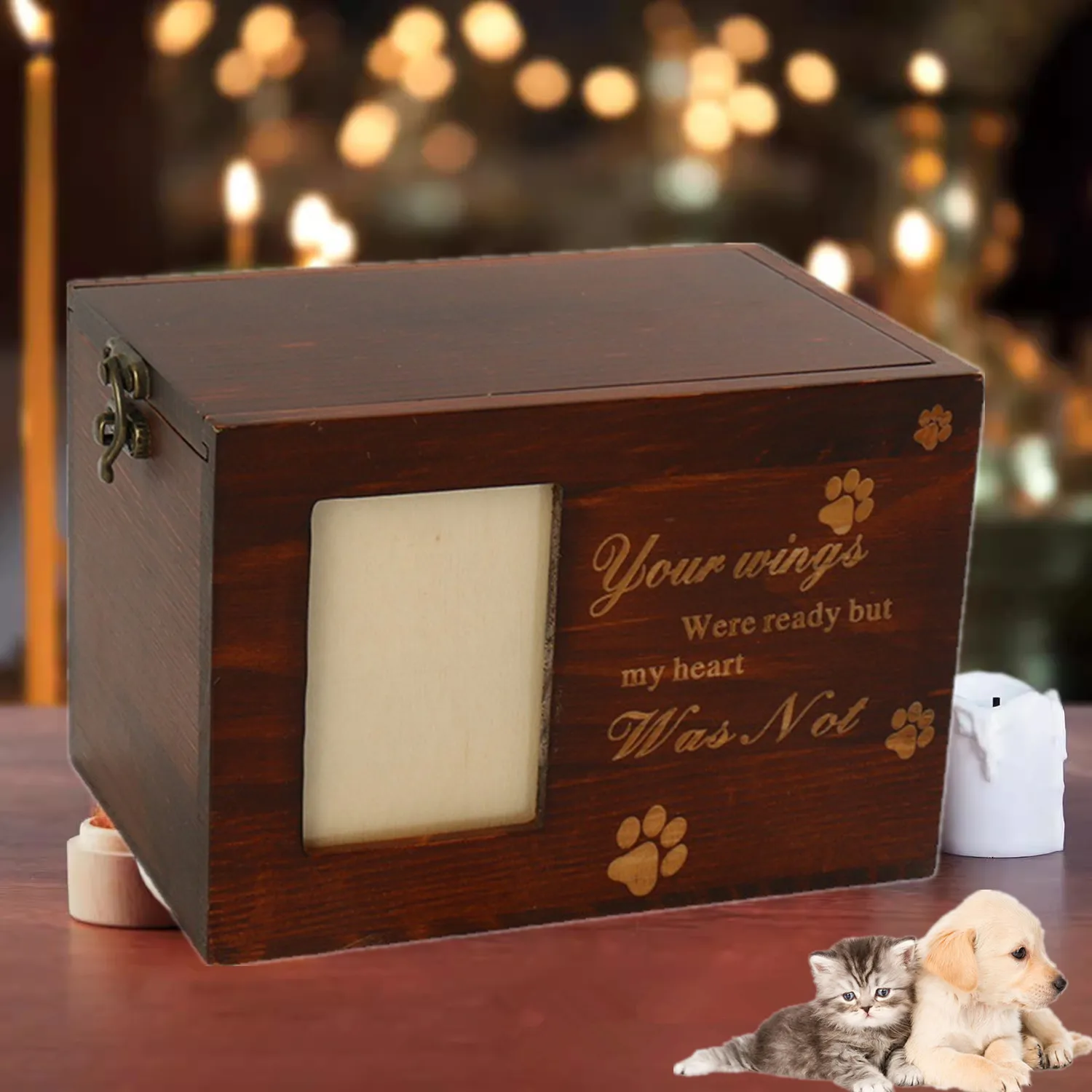 

Урна для домашних животных из цельного дерева, памятная коробка для кошек и собак, фоторамка, гроб для кошек и собак, деревянная урна для домашних животных