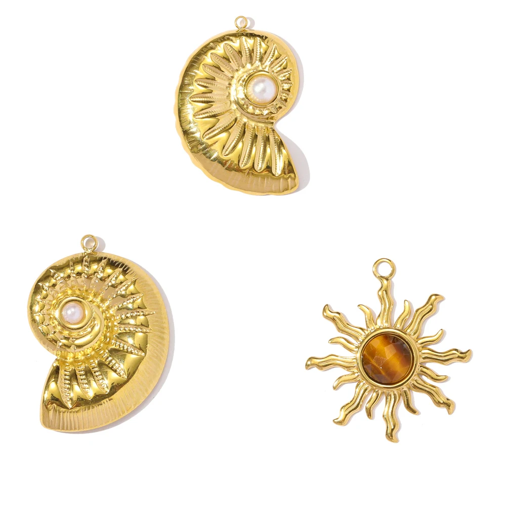 

3pcs/Lot Stainless Steel Star Sun Pendants Conch DIY Necklace Earring Charms Fashion Jewelry Making Wholesale