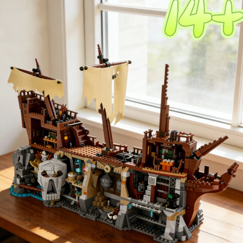 In Stock 2912pcs The Goonies Inferno Pirate Ship Ruin Building Blocks Compatible Diy Assembly Bricks Model Classic Movie Scene
