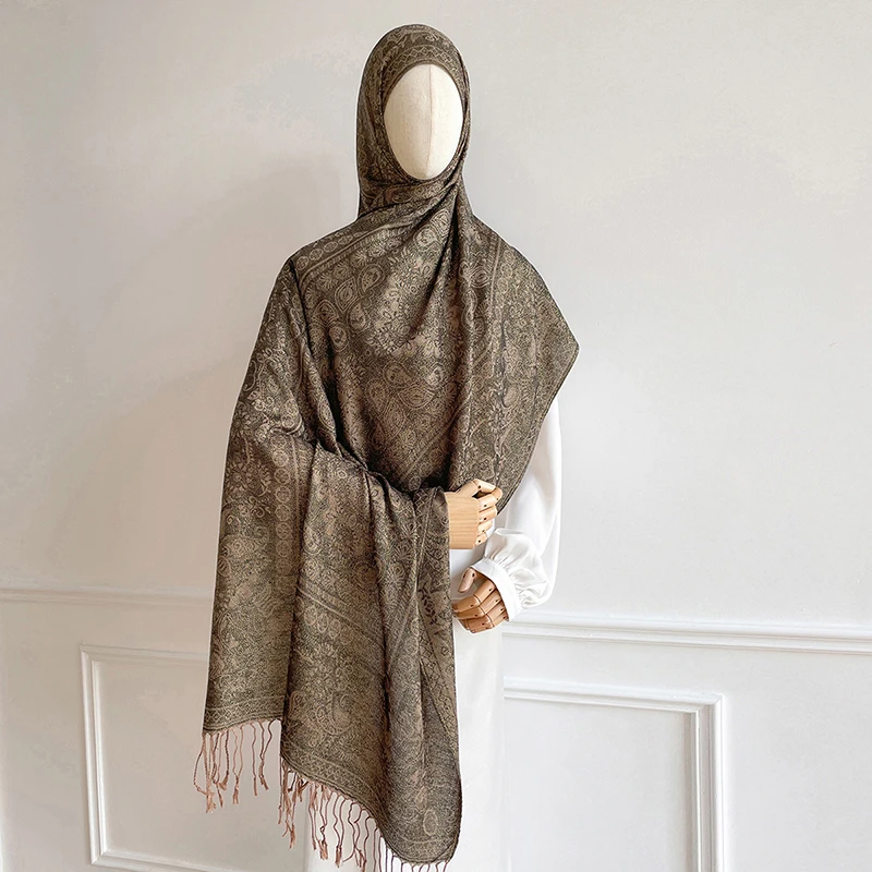 

Pashmina Hijab Scarf Long Muslim Shawl Female Foulard Soft Turban Head Wraps For Women Abaya Women Veil Headband Luxury Brand