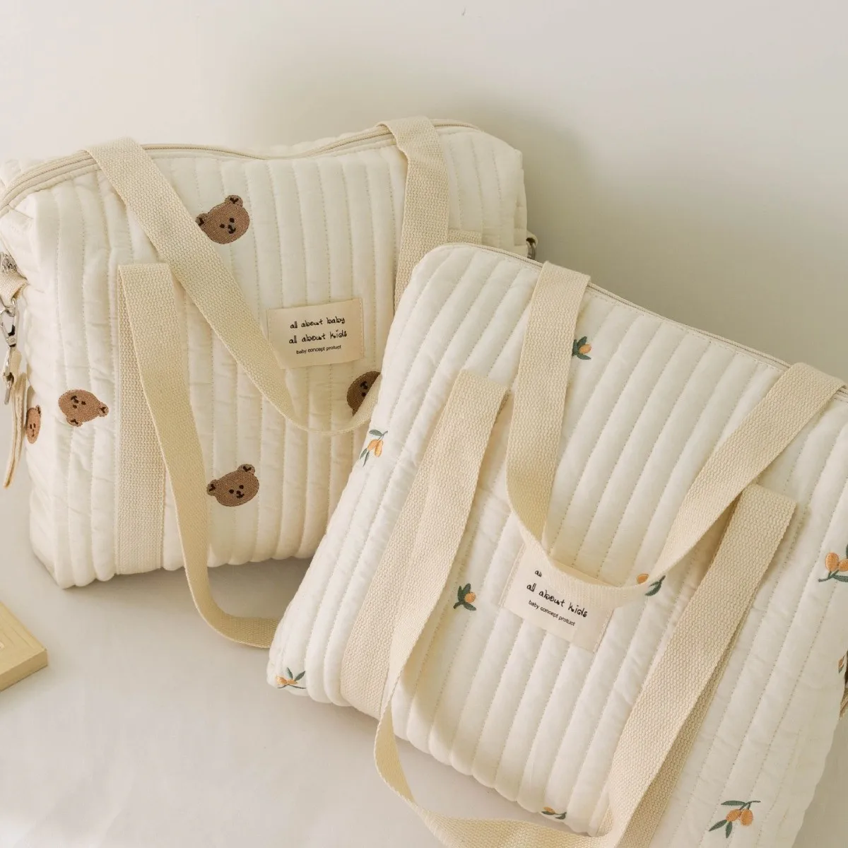 

New Large Nordic Style Embroidered Mommy Bag Baby Trolley Hanging Diaper Bag