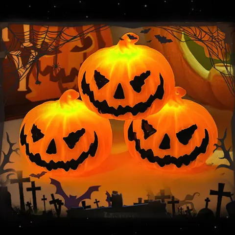 Pumpkin Lantern Candle Light Halloween Skull Ghost Face Pumpkin Lamp Kids Gift Bedroom Garden Party Decoration Atmosphere Light