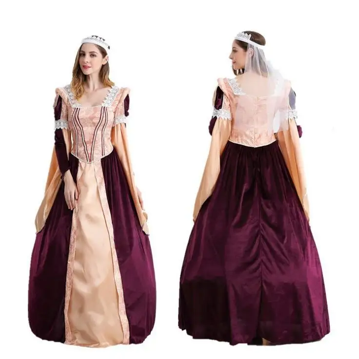 

Vintage Queen Costume Halloween Goddess Queen Gift Retro Court Outfit Women's Traditional Stage Costume by Leading King