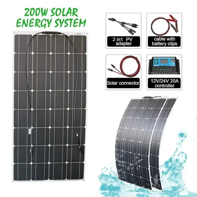 100w 200w flexibles Solar panel mit 10a/20a Solar regler kabel für 12V Batterie ladegerät Hausdach